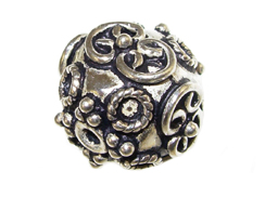 12x13mm Decorative Round Bali Style Silver Bead