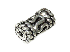 7mm Bali Style Silver Tube Bead With Center Swirl Band & Rope Ends