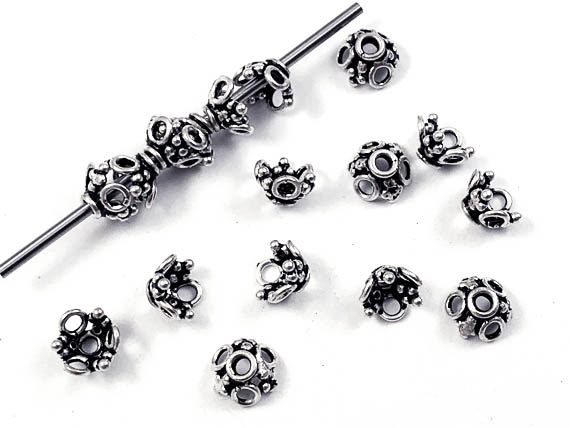 8.5mm Bali Style Silver 3-Petal / 3-Cluster Bead Cap 