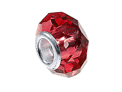 January Faceted Glass Birthstone Bead, with Plated Silver Core  - Siam
