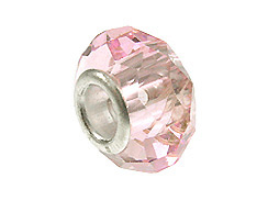 October Faceted Glass Bead, with Plated Silver Core  - Light Pink