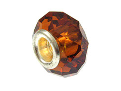 Copper Faceted Glass Bead - Smoked Topaz