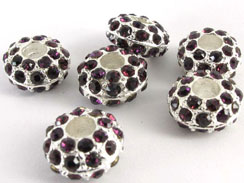 14mm Rhinestone Plated Beads - Amethyst