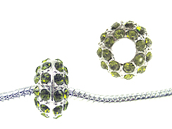 14mm Rhinestone Plated Beads - Olivine 