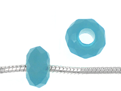 14mm Faceted Glass Bead - Pacific Blue Opal 