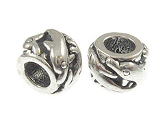 Sterling Silver Dolphin Large Hole Bead-6x8mm (3.7mm Hole)