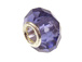 February Faceted Glass Birthstone Bead, with Plated Silver Core - Purple