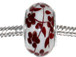 14mm Red Floral Lampwork Glass Beads -  Plated Core