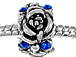 12mm Blue Rhinestone Rose Plated Bead