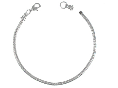7.5--inch (19.5cm) <b>SILVER PLATED</b> snake bracelet with screw-on endcap fits Pandora compatible beads with at least 3.7mm Ho