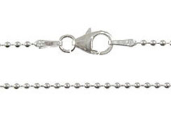 18-inch Sterling Silver 1.8mm Bead Chain with Lobster Clasp 