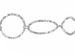 Sterling Silver Hammered Diamond, Marquise & Circle Link Chain