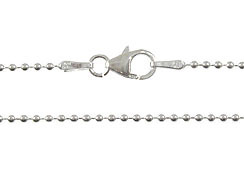 20-inch Sterling Silver 1.5mm Bead Chain with Lobster Clasp Bulk Pack of 50