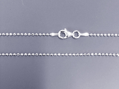 22-inch Sterling Silver 1.5mm <b>Diamond Cut</b> Bead Chain with Lobster Clasp Bulk Pack of 50