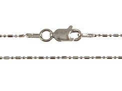 18-inch Rhodium Plated Sterling Silver 1mm Diamond Cut Ball Chain 