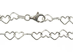 16-inch Sterling Silver Heart Link Chain 