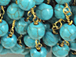 8mm Turquoise Howlite Rosary Chain by foot - Blue Rosary Chain Gold