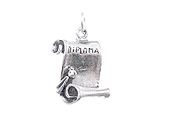 Sterling Silver Unscrolled Diploma Charm 