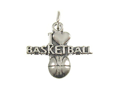 Sterling Silver I Love Basketball Charm with Jumpring