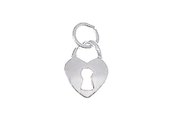 Sterling Silver Heart with Key Hole Charm with Jumpring