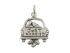 Sterling Silver Car with Just Married Charm with Jumpring