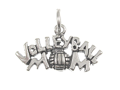 Sterling Silver Volleyball Mom Charm with Jumpring