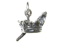 Sterling Silver Crown & Scepter Charm with Jumpring