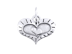 Sterling Silver Heart In A Heart, In A Heart Charm with Jumpring
