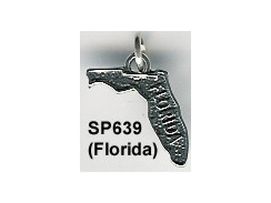 Sterling Silver Florida Shape of State Charm with Jumpring