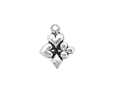 Sterling Silver Card Suit Charm with Jump Ring