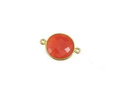 Gold over Sterling Silver Gemstone Bezel Small Round Link - Carnelian