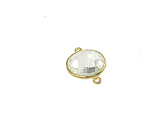 Gold over Sterling Silver Gemstone Bezel Small Round Link - Crystal