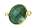 Gold over Sterling Silver Gemstone Bezel Round Link - Emerald