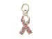 Sterling Silver Pink Breast Cancer Ribbon with Swarovski Crystals Charm with Jumpring