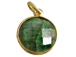 Emerald Round  Faceted Gemstone Bezel Set Gold Plated Pendant