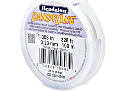 100 Meters - 0.2mm (20 Lb test) White Beadalon DandyLine Braided Bead Thread