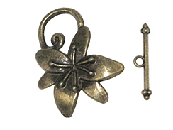 Flower Toggle Antique Brass Plated