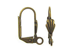 Antique Brass Plated Lever back with Shell Accent 