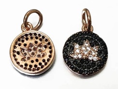 CZ Pave Beads 10mm Lotus Medallion Charm, Rose Gold Finish