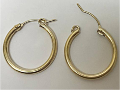14K Gold-Filled 2x15mm Plain Hoop Earrings With Clutch, 2mm round tube, 2 Pcs