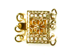 10.5mm Gold Filled Rectangle 3-Strand Filigree Clasp
