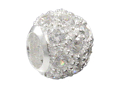1  Sterling Silver 10mm Round CZ Bead
