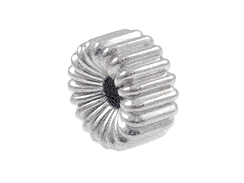 6  Sterling Silver 6mm Corrugated Flat Rondelle Beads