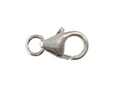 12mm Sterling Silver Trigger Lobster Claw Clasp With Ring, Bulk Pack of 100