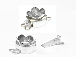 Sterling Silver Round 2-Strand 3D Flower Box Clasp