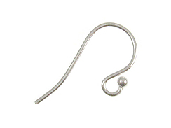 Sterling Silver  Round Earwire with Ball End 19.5 Gauge, Bulk Pack of 600pc 