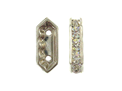 Sterling Silver 2-Hole Spacer Bar With Crystals