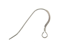 Sterling Silver French Hook Earwire Flat w/coil, 16mm <b><I>small pack of 20</b></I>