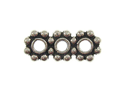 3 Hole Daisy Spacer Bar Bali Style Silver 13mm Long