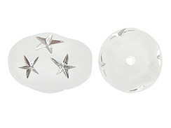 White Oval Acrylic Bead with Silver Stars
